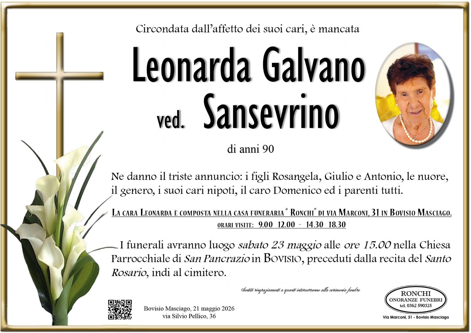 Leonarda Galvano Ved. Sansevrino